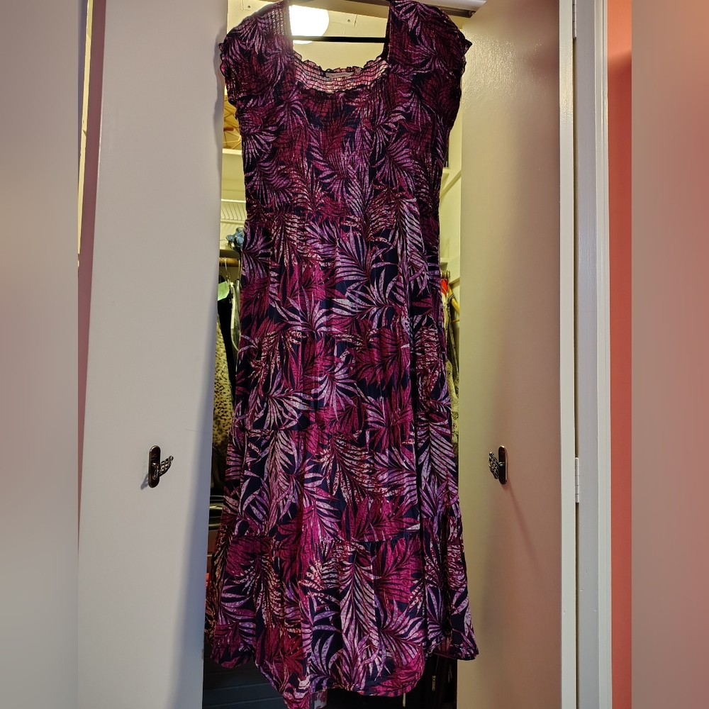 Soft Surroundings Purple Leaf Maxi Dress